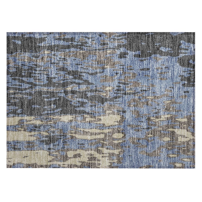 Machine Washable Indoor/ Outdoor Abstract Contemporary Chantille Rug