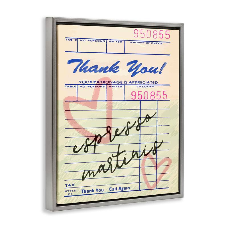 Stupell Espresso Martinis Guest Check Framed Floater Canvas Wall Art Design By Lil' Rue