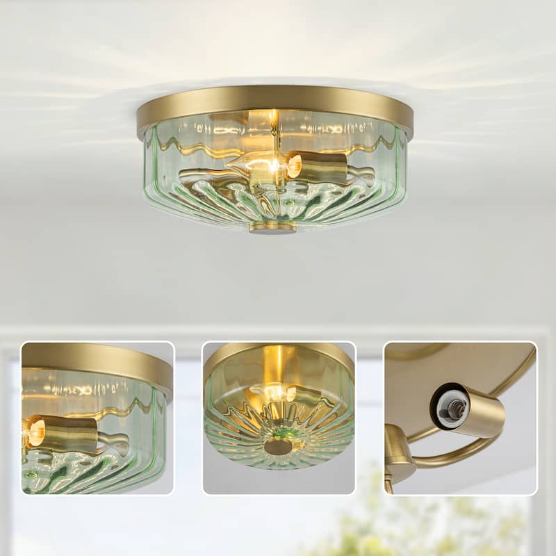 Starsky 2-Light Textured Glass Drum Flush Mount