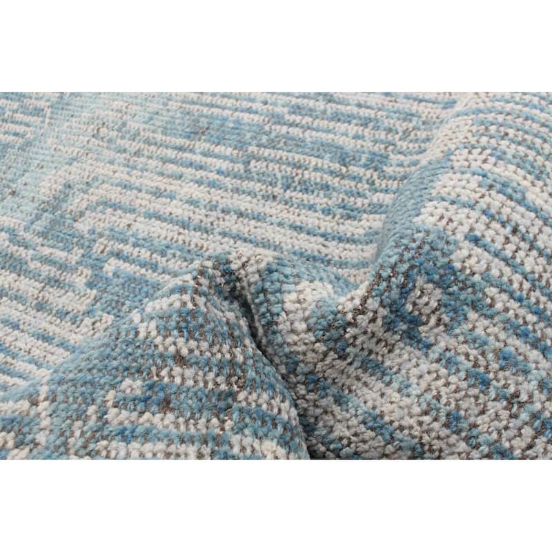 ECARPETGALLERY Hand-knotted Tangier Turquoise Wool Rug - 2'11 x 4'11
