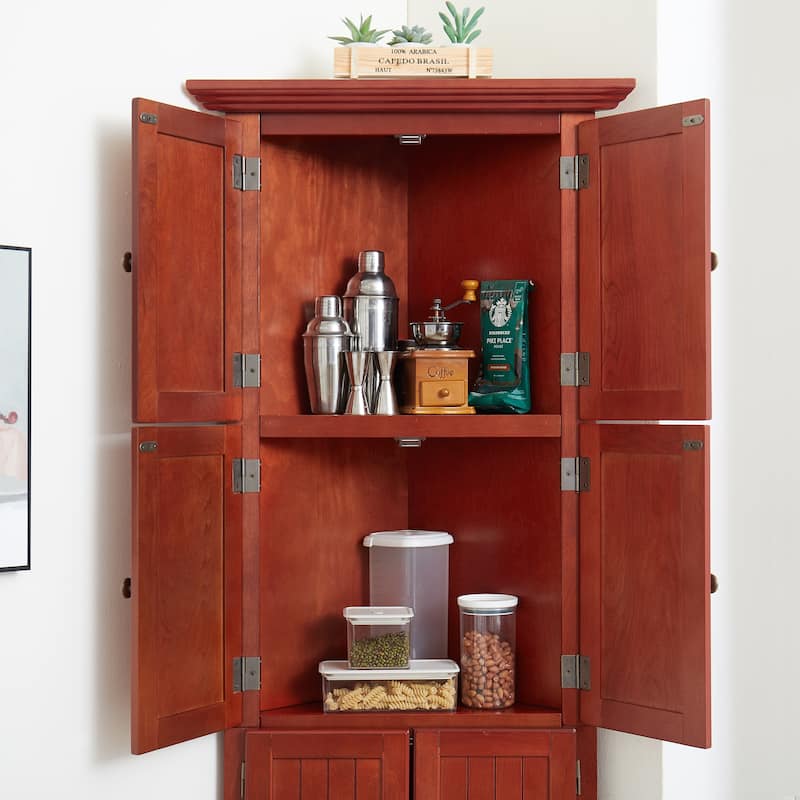 4-Tier 72" Corner Kitchen Pantry Storage Cabinet with 8 Doors Tall Cabinet,Corner Cabinet,Adjustable Shelves,bookshelf Cabinet