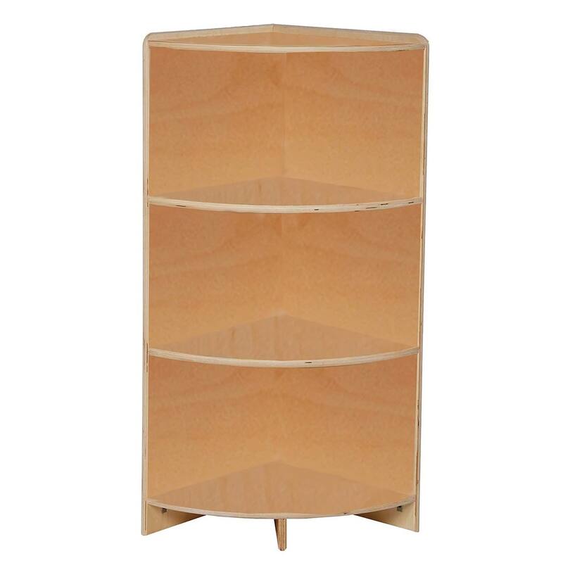 Wood Designs 3 Shelf Corner Storage Cabinet, Sturdy Birch Wood Kids Corner Shelves for Storage Toys, Books - 38" High