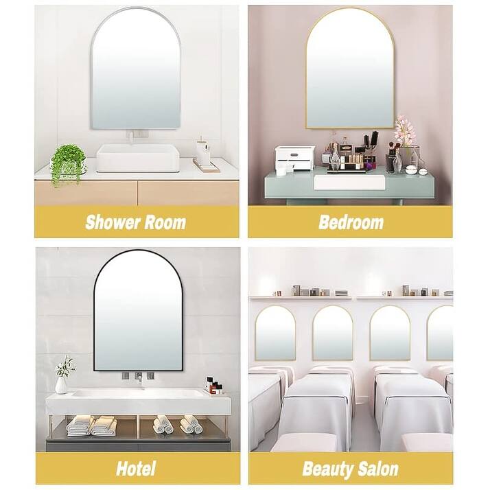 20x30 Arch Mirror Rectangle Wall Mounted Metal Frame Mirrors for Entryway Bedroom Bathroom Living Room 20 30 24x36 - Gold