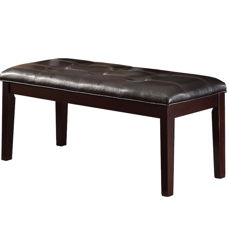 1pc Dining Bench Faux Leather Upholstered Button-Tufted Top Seat - Espresso