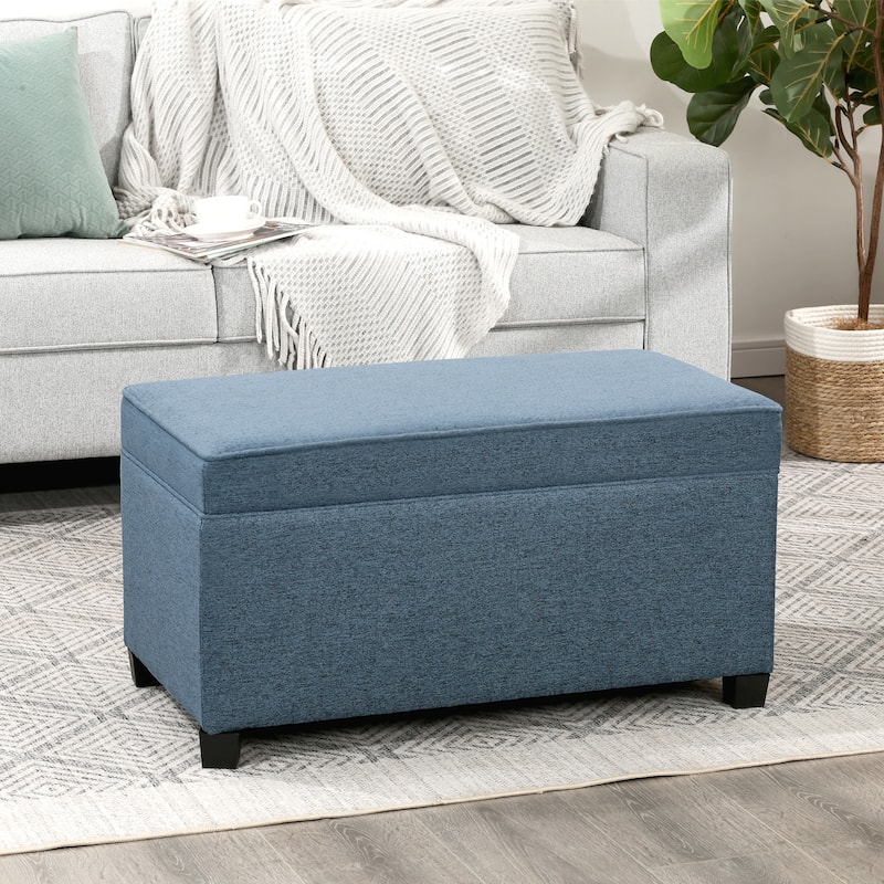 Adeco Linen Storage Ottoman Bench for Entryway or Bedroom