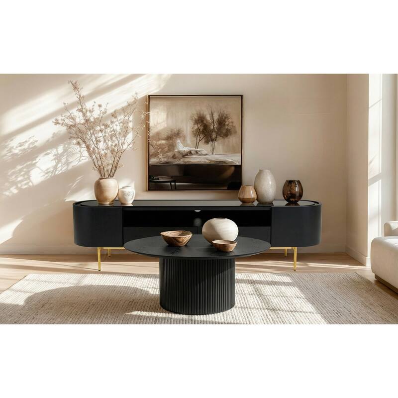 Modrest - Rawlins Modern Mid Century Black Ash Round Coffee Table