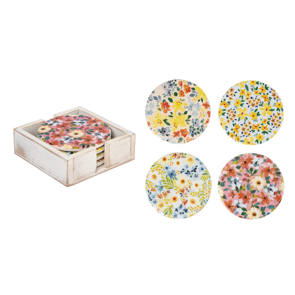 Transpac Dolomite 4 in. Multicolor Everyday Coasters Set of 5