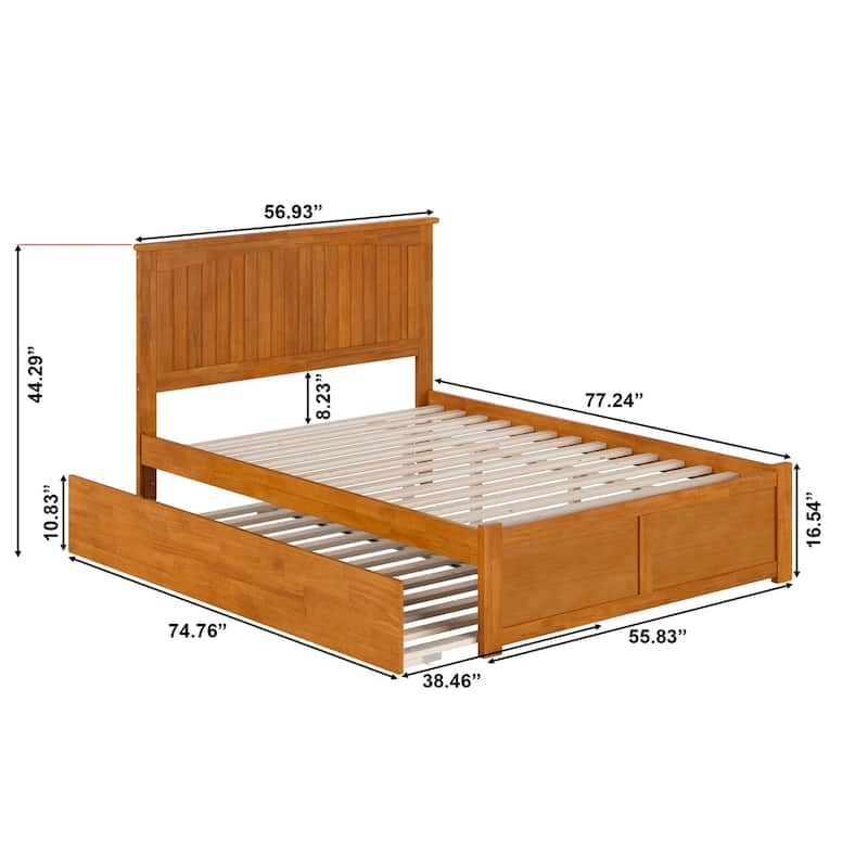 Nantucket Full Platform Bed with Footboard and Twin Trundle