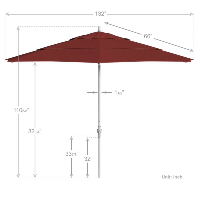 California Umbrella 11' Rd. Aluminum Patio Umbrella, Crank Lift, Collar Tilt, Dbl Wind Vent, White Finish, Sunbrella Fabric