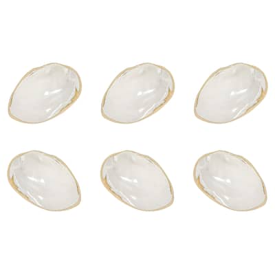 Stoneware Shell Plate with Reactive Glaze - 13.0"L x 7.9"W x 2.3"H
