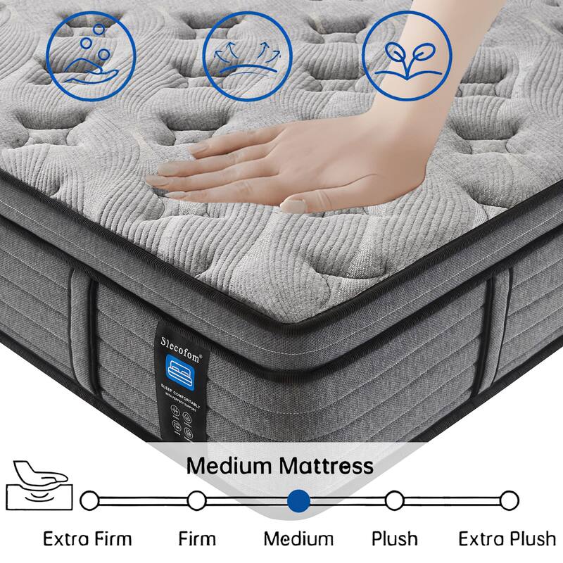 12'' Medium Memory Foam Hybrid Mattress in a Box, for Edge Support & Motion Isolation