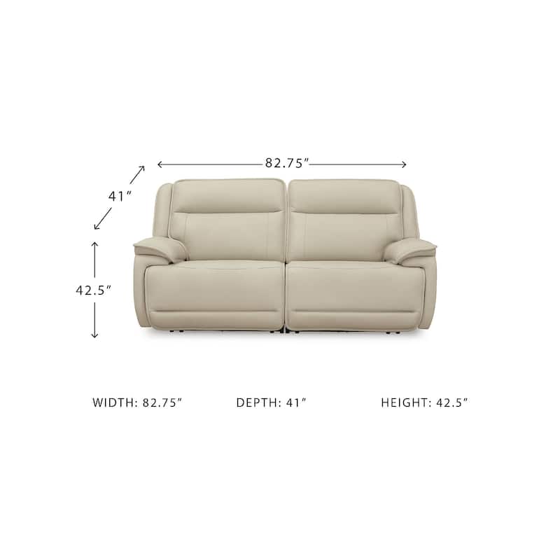 Signature Design by Ashley Double Deal Beige 2-Piece Power Reclining Sectional Loveseat Sectional - 82.75"W x 41"D x 42.5"H