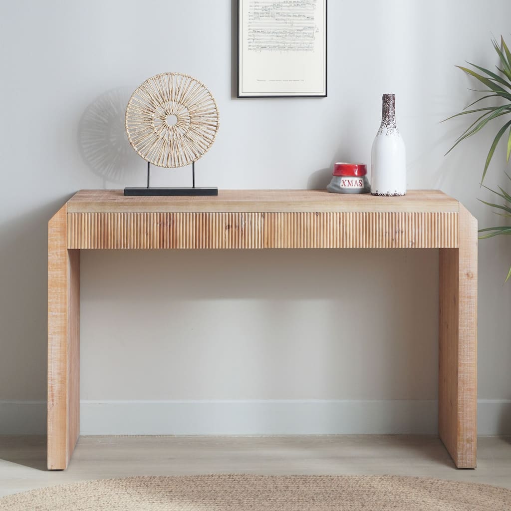 51.8" Wood Console Table with Ribbed Drawer Front & Versatile Storage