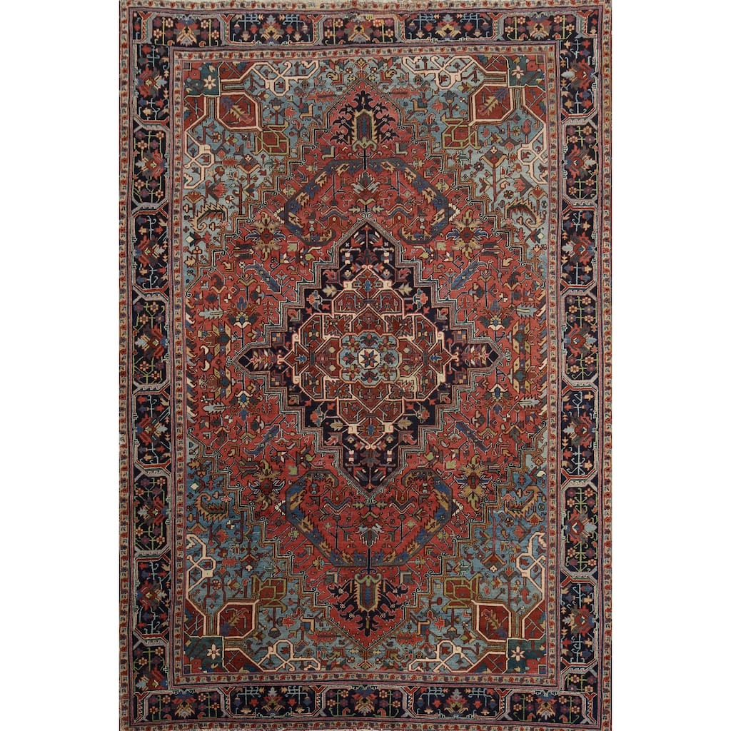 Hand Knotted Oriental 100% Wool Carpet Traditional Medallion Oranges & Rust Heriz (serapi) Area Rug - 13' 2'' X 10' 4''
