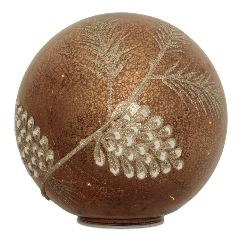 LED Pinecone Globe Christmas Decorations - 7.5" - Set of 2