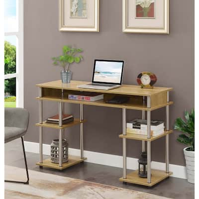 Desk with Shelves - No Tools Home Office Computer Desk, Corner Vanity Nail Table - 47.25" English Oak