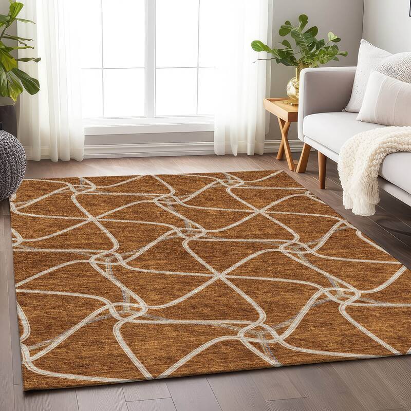 Premium Washable Super Soft Contemporary Geo Mayfield Rug - Paprika - 9' x 12'