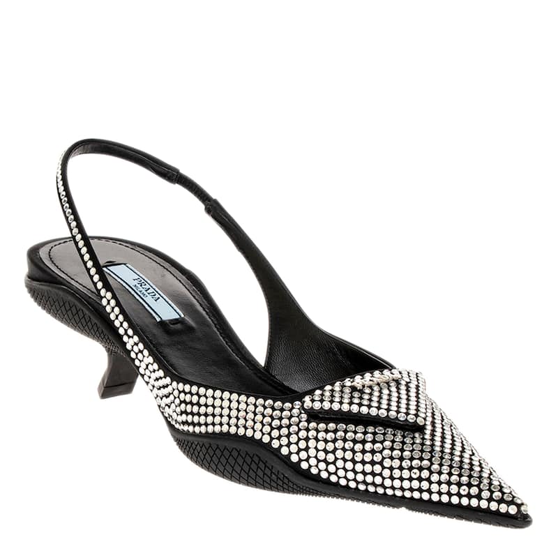 Prada Slingback Pumps with Crystals - 35.5 EU