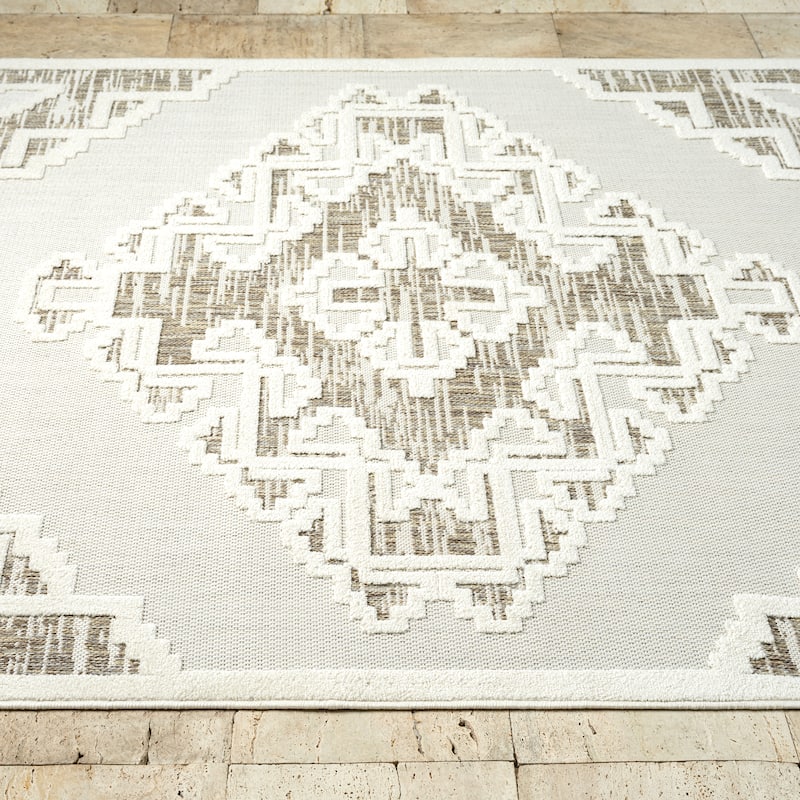 Abani Rugs Dusk Collection DUS140A Tribal Medallion Beige Area Rug