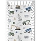 preview thumbnail 2 of 4, Sweet Jojo Designs Green Blue Construction Truck Boy 2 Pack Fitted Crib Sheets Transportation Tire Tracks Navy Black and White