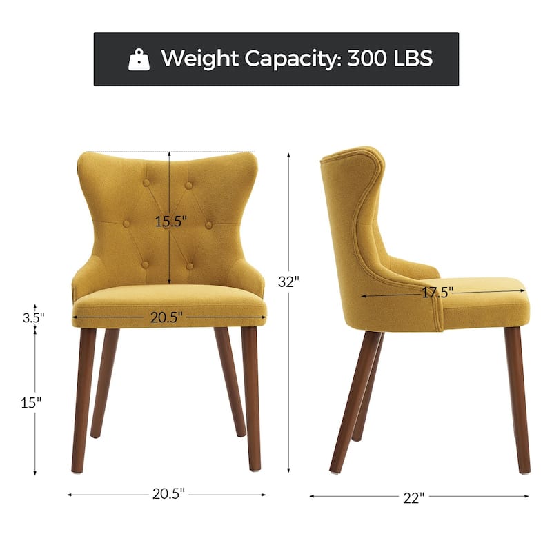 Pedro Mid-century Modern Dining Chair with Solid Wood Leg Set of 4 by HULALA HOME