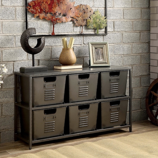 Furniture of America Copern Industrial Grey Metal 6-bin Storage Shelf. Opens flyout.