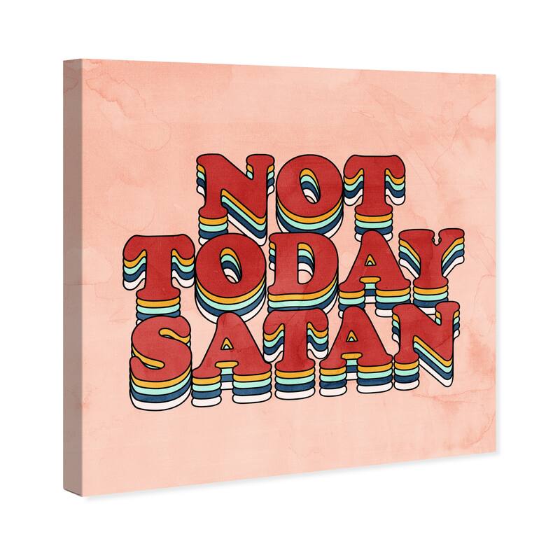 Wynwood Studio 'Not Today Satan' Typography and Quotes Wall Art Canvas Print Funny Quotes and Sayings - Red, Blue