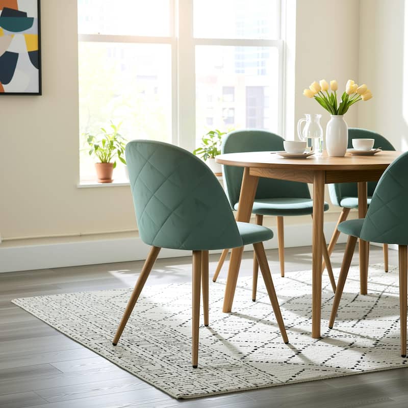 HomyLin Modern Upholstered Fabric Dining Chair Mid Back Armless - Set of 2 - Aqua
