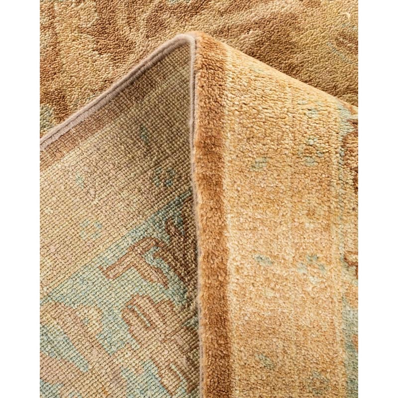 Overton Hand Knotted Wool Vintage Inspired Modern Contemporary Eclectic Brown Area Rug - 9' 0" x 11' 10"