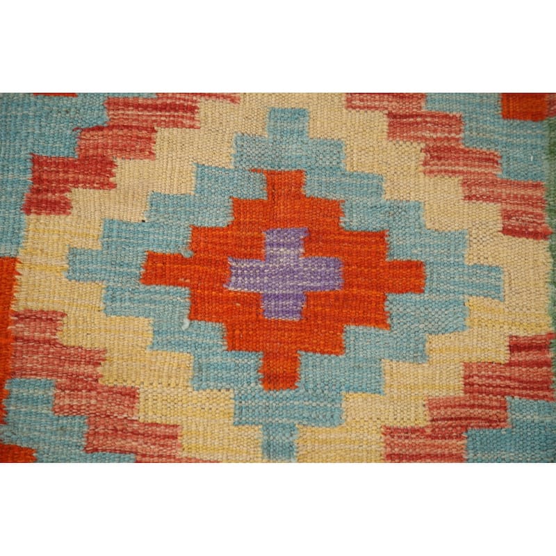 Southwestern Kilim Area Rug Reversible Hand-Woven Wool Carpet - 3'3"x 5'1"
