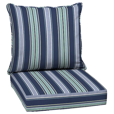 Arden Selections Outdoor Deep Seating Cushion Set 24 x 24, Sapphire Aurora Blue Stripe - 24 W x 24 D in.