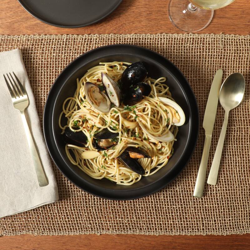 Gibson Elite Overbrook 16-Piece Pottery Clay Stoneware Stackable Dinnerware Set - Plates & Bowls, Reactive Glaze, Service for 4