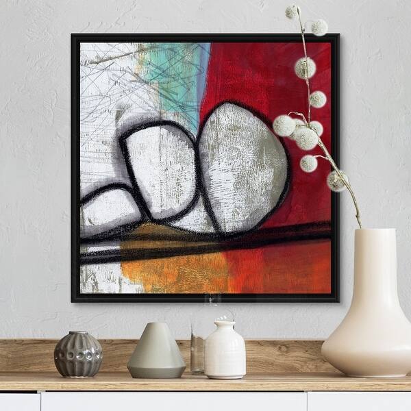 Shop Red Abstract Black Float Frame Canvas Art Overstock