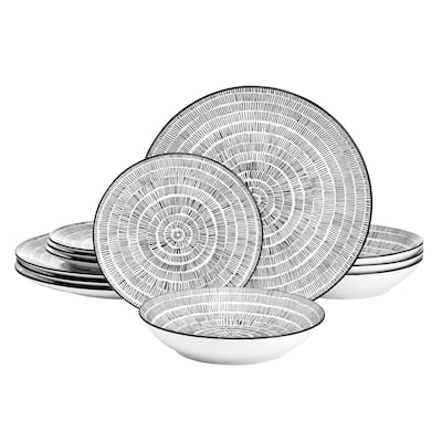 Pfaltzgraff Sketch Serenade 12-Piece Dinnerware Set, Service for 4