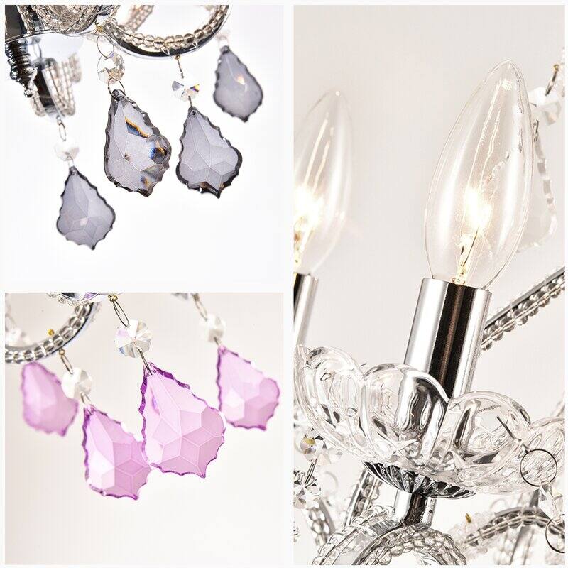 Maxax 5 - Light Candle Style Classic Chandelier with Crystal Accents - MX19048-5CL-P