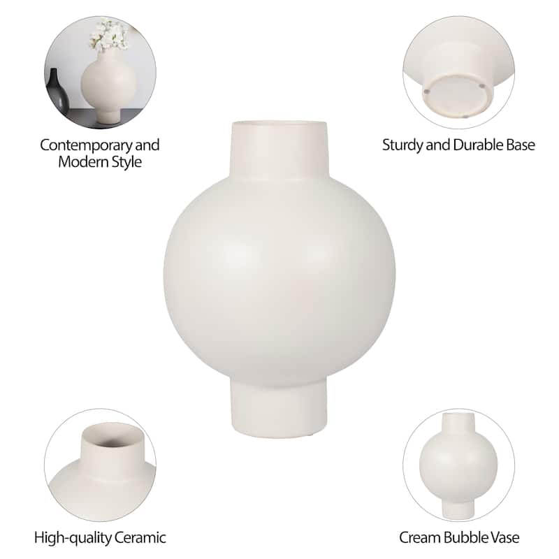 Sagebrook Home Neutral Round Modern Ceramic Bubble Vase