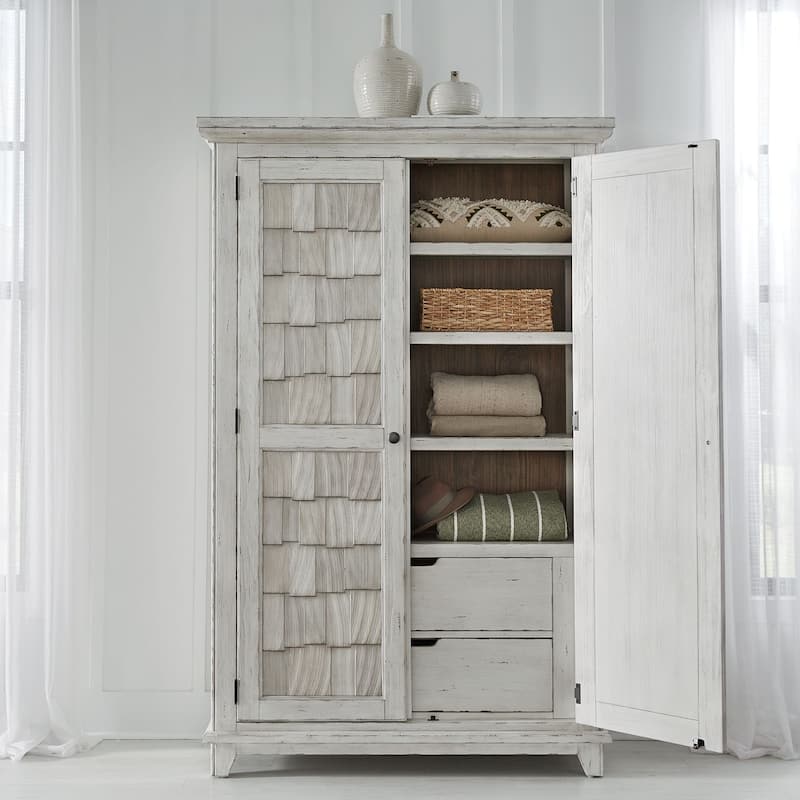 River Place Riverstone White & Tobacco Armoire