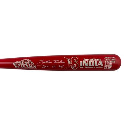 Jonathan India Signed Cooperstown Player Model Stat Bat "2021 NL ROY"