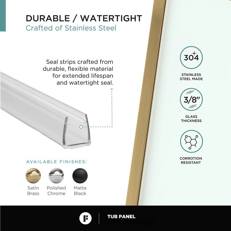 Full Frame Fixed Tub Clear Tempered Shower Glass Panel