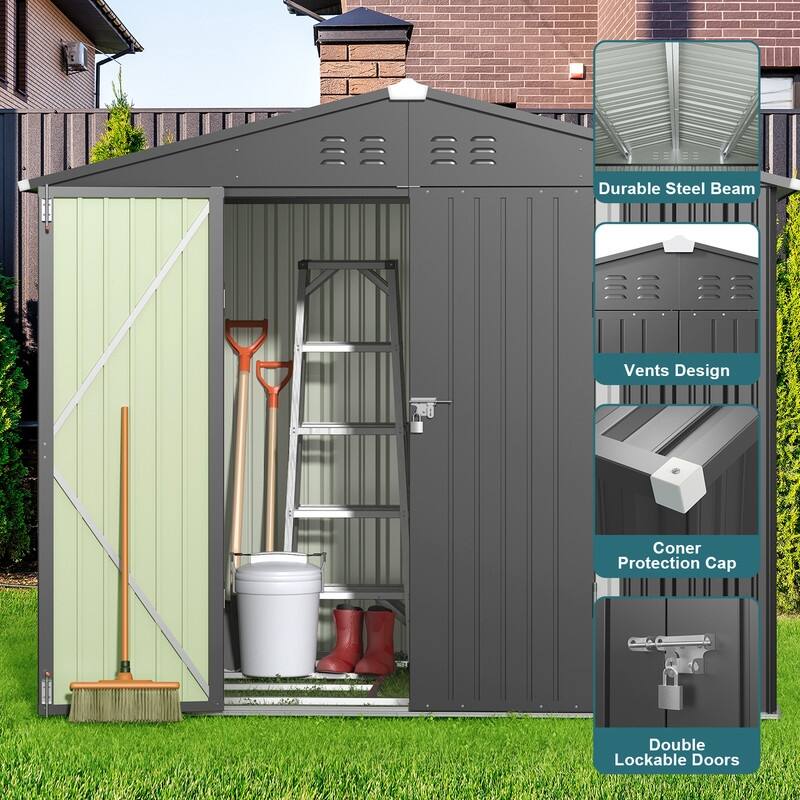 Metal Steel Tool Shed Storage House, Outdoor Tool Shed, Garden Storage Shed with Waterproof and UV Resistant