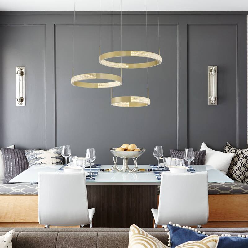 3-Light Statement Tiered LED Chandelier - 15.75'' H x 28.74'' W x 19.88'' D