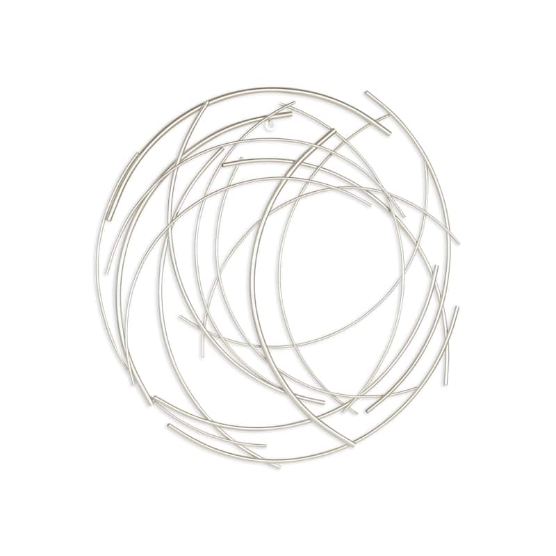 Denine Metal Silver Small Abstract Round Wall Art