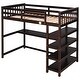 preview thumbnail 1 of 11, Twin Size Espresso Loft Bed, Solid Wood Twin Size Loft Bed Frame, Bedroom High Loft Bed with Under-bed Desk for Study and Work Espresso - Twin