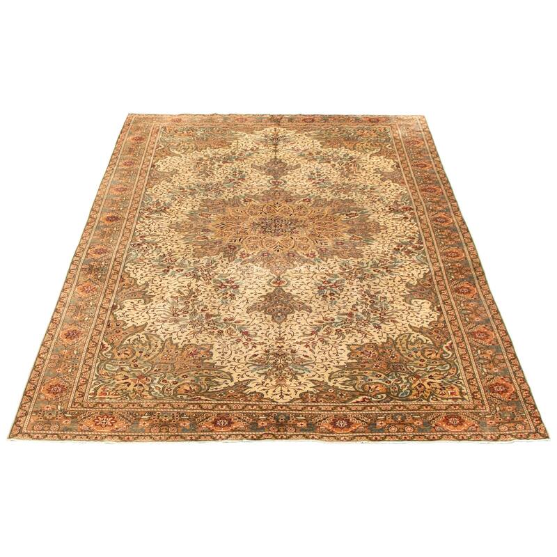 ECARPETGALLERY Hand-knotted Keisari Vintage Cream Wool Rug - 6'5 x 9'10