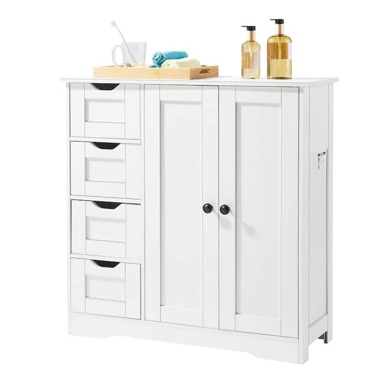 Bathroom Floor Cabinet with Drawers and Adjustable Shelf - 11.8 x 31.5 x 31.9 in