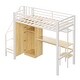 preview thumbnail 16 of 16, Twin Size Metal Loft Bed With Desk and Shelf, Multi-functional Kids Bed Frame with Wardrobe and Storage Staircase