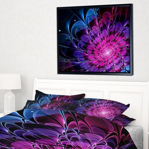 Designart 'Fractal Purple Rose Flower' Floral Art Framed Canvas Print ...