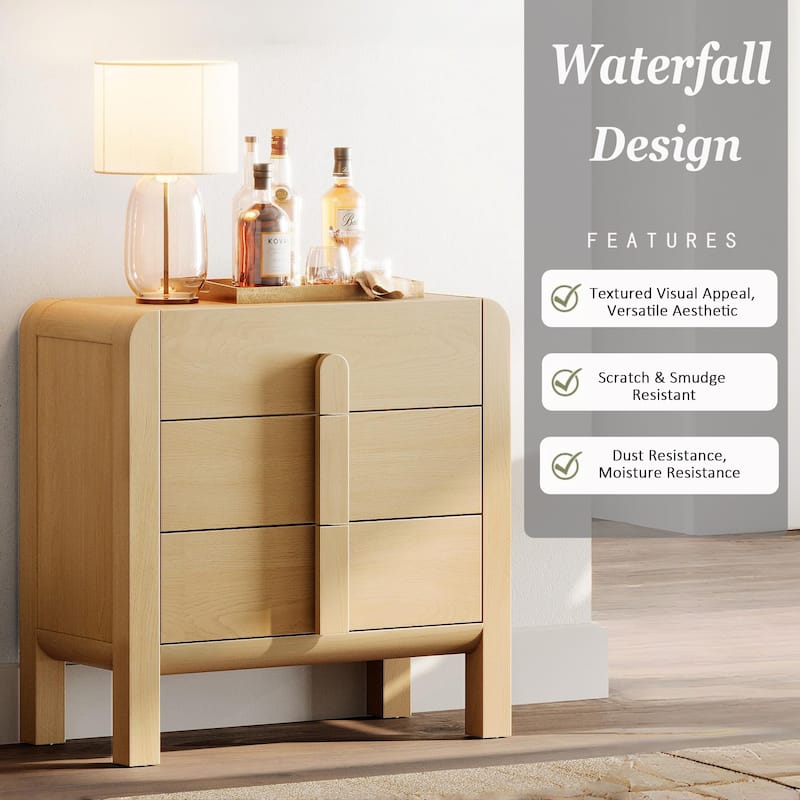 WAMPAT Modern Dresser TV Stand For Tvs Up To 75 Inch, Cruved Entertainment Center, Wood TV Console With Storage For Living Room