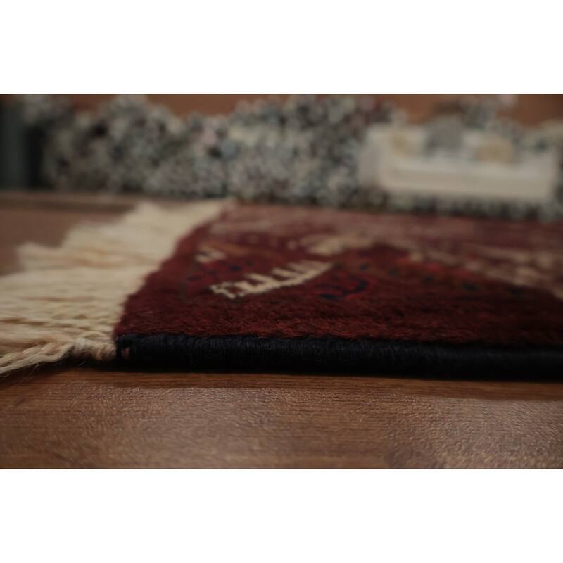 Hand Knotted Oriental 100% Wool Carpet Traditional All-Over Red Turkoman Area Rug - 11' 5'' X 7' 3''