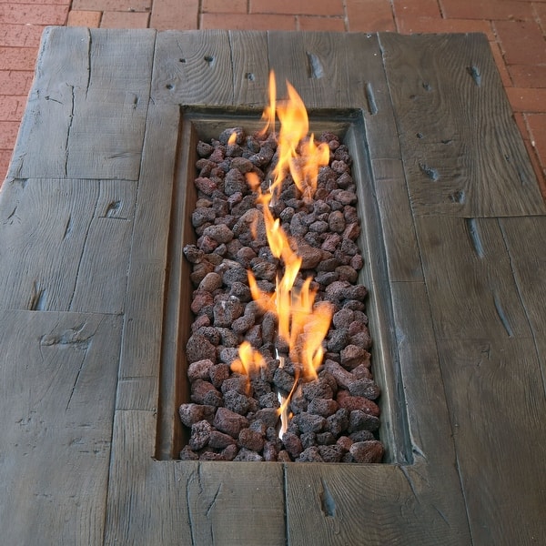 Shop Sunnydaze Rustic Faux Wood Propane Gas Fire Pit Table With